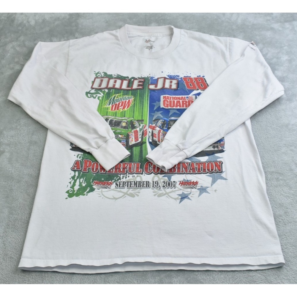Chase Authentics Dale Jr 88 Shirt White Sz M Mountain Dew National Guard Vintage